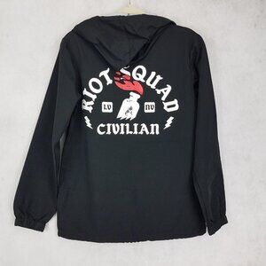 Riot Squad Civilian Las Vegas Jacket Lightweight Windbreaker Hood Black Mens XS